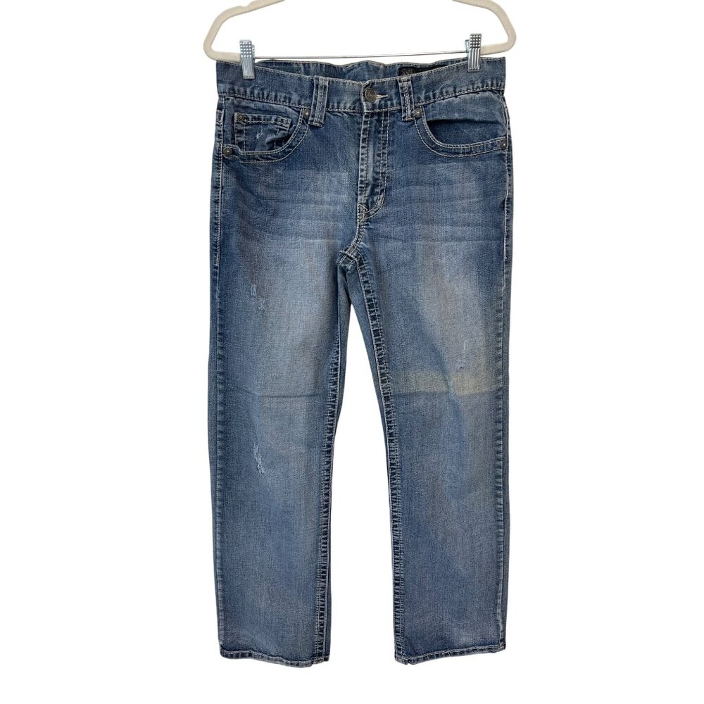 Axel Mens Jeans W33 L32 Vintage Blue Distressed Straight Fit Denim Pants Durable